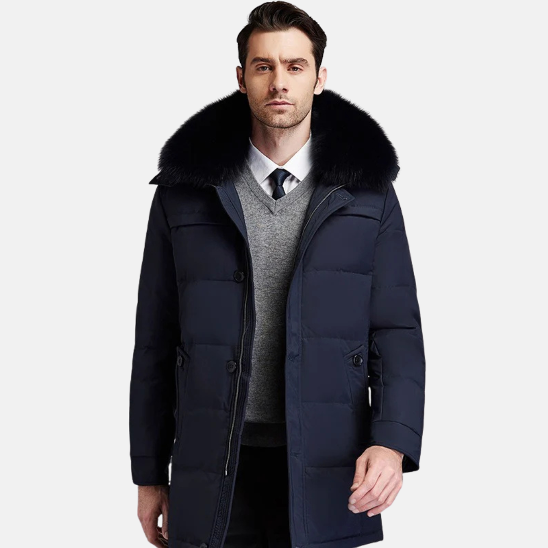Fur-Trimmed Mid-Length Puffer Coat