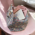 Quilted Cotton Piped Pocket Tote Bag