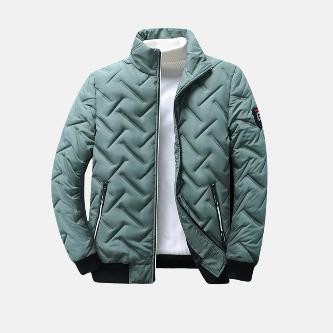 Insulated Chevron Quilted High Collar Jacket