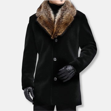 Wool Blend Shaggy Fur V-Collar Coat