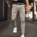 Men's Chinos – Slim Fit – Breathable Blend Quality – Full Length – Checkered Pattern