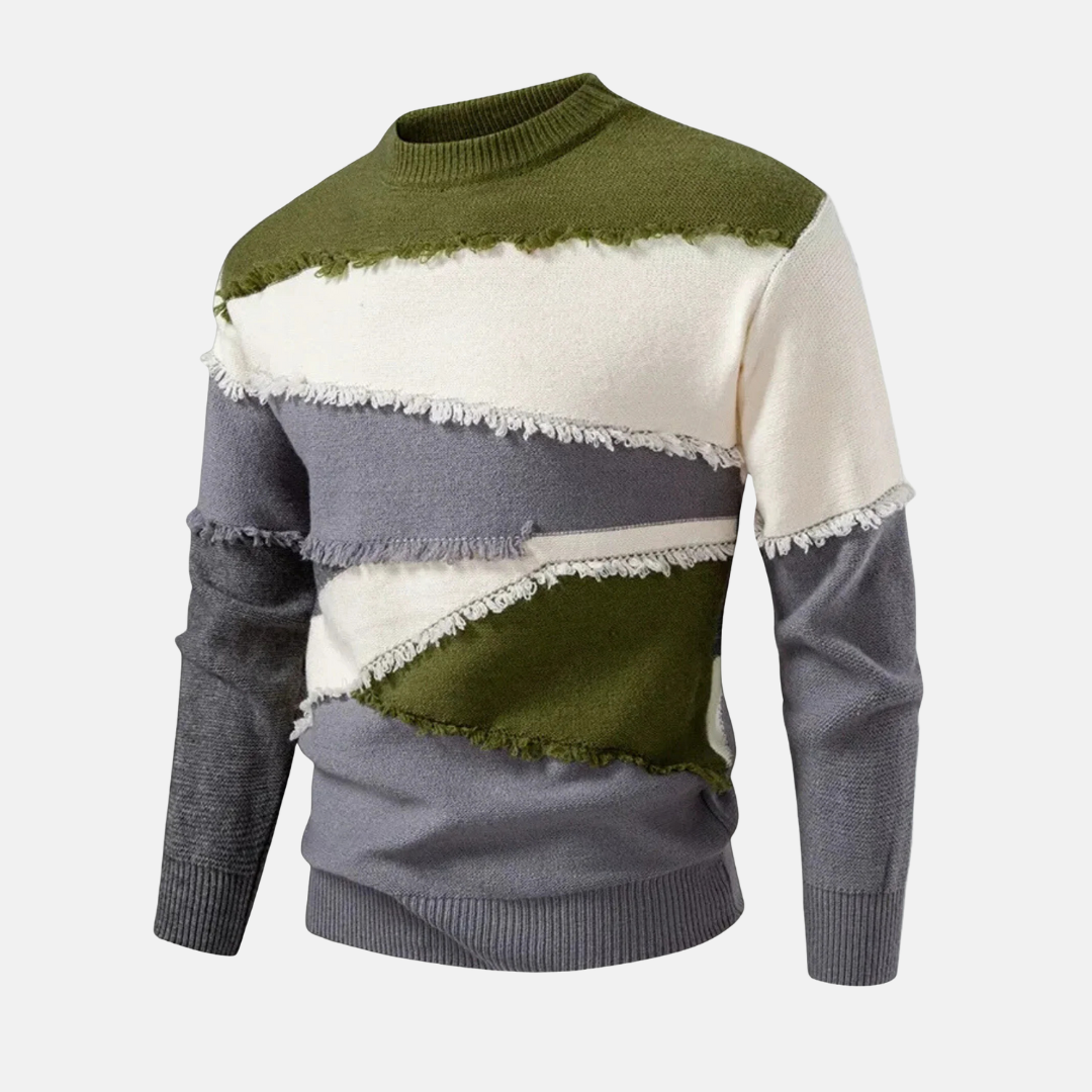Colorblock Mock Neck Knit Sweater
