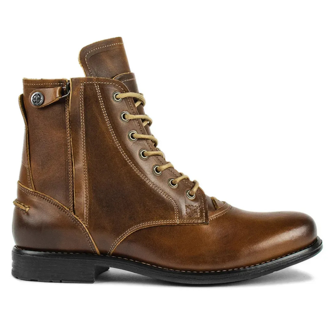 Leather Lace-Up Mid-Height Cap Toe Boots