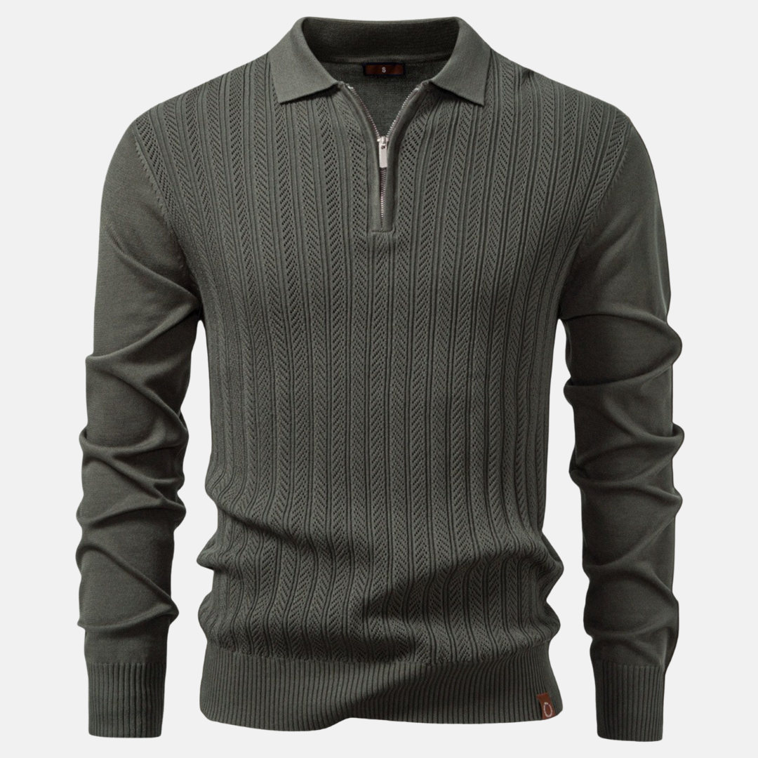 Knit Blend Slim Fit Polo Half-Zip Sweatshirt