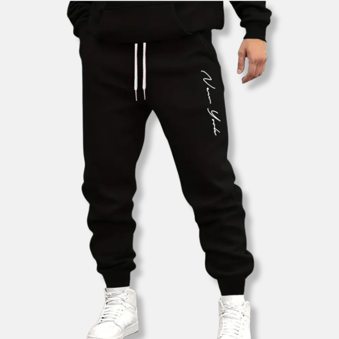 Cotton Blend Elastic Waist Jogger Pants