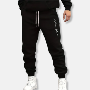 Cotton Blend Elastic Waist Jogger Pants