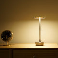 Brushed Brass And Wood Weighted Table Lamp