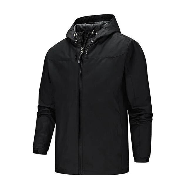 Water-Resistant Sealed Seams Hooded Rain Jacket