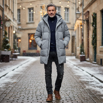 Insulated Water-Resistant Mid-Length Hooded Jacket