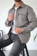 Men's Overshirt - Cotton - Relaxed Fit - Long-Sleeved with Buttons
