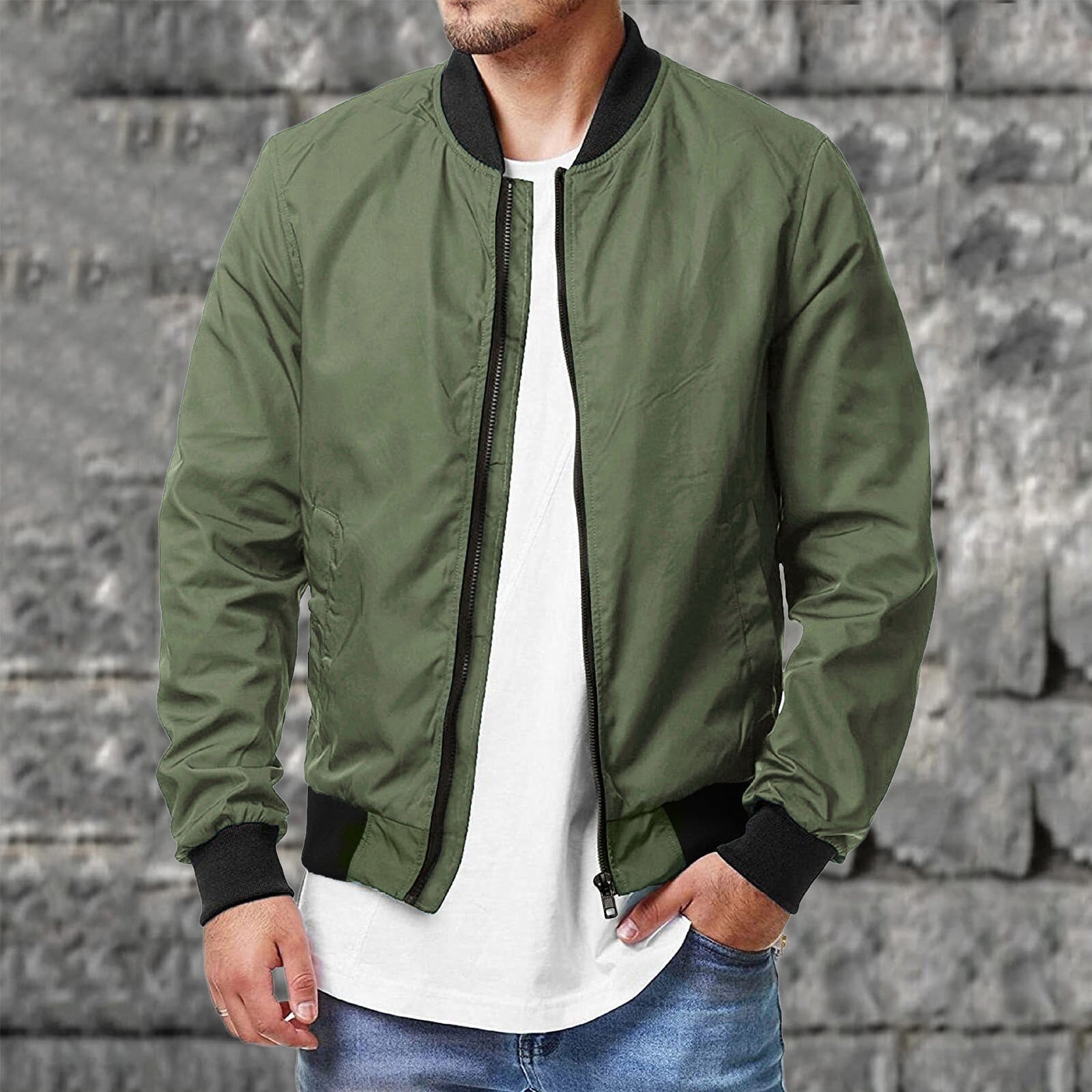 Men's bomber jacket – Regular fit – Lightweight – Ribbed edges – Breathable casual design
