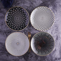 Porcelain Geometric Metallic Rim Dinner Plate Set
