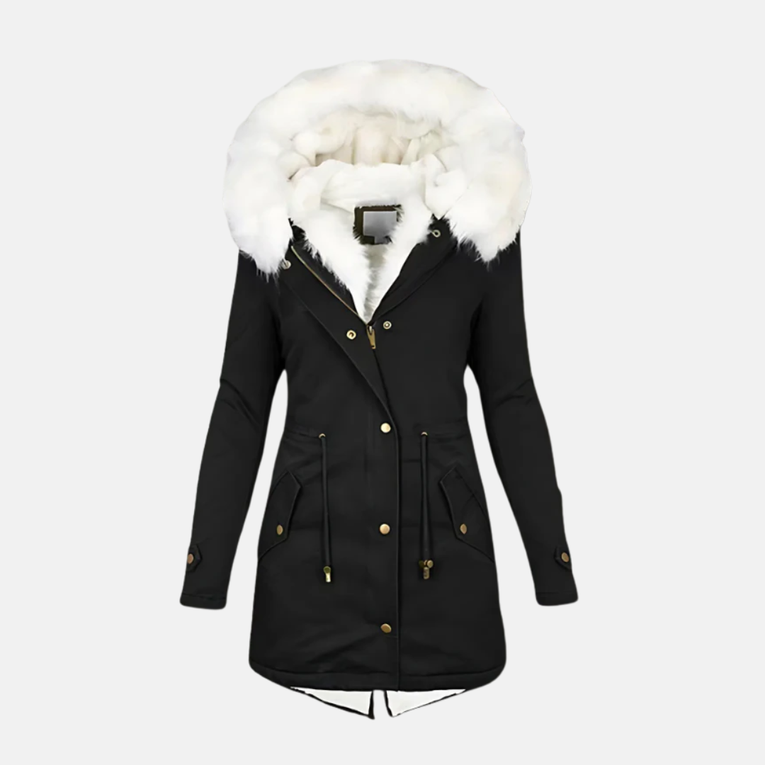 Water-Resistant Faux Fur Hood Parka Coat