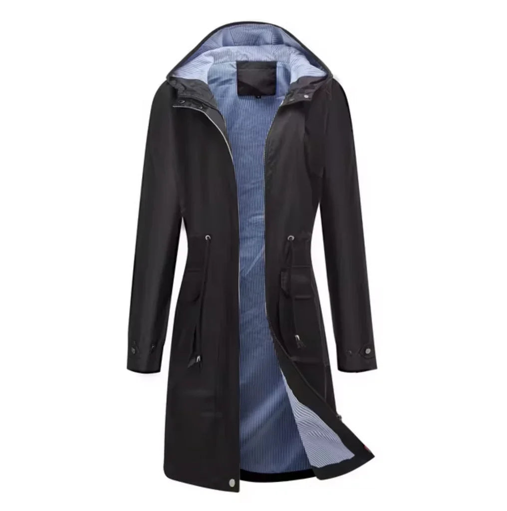 Water-Resistant Long Hooded Adjustable Jacket