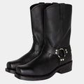 Unisex cowboy boots – mid calf – leather look – harness details – pull-on design