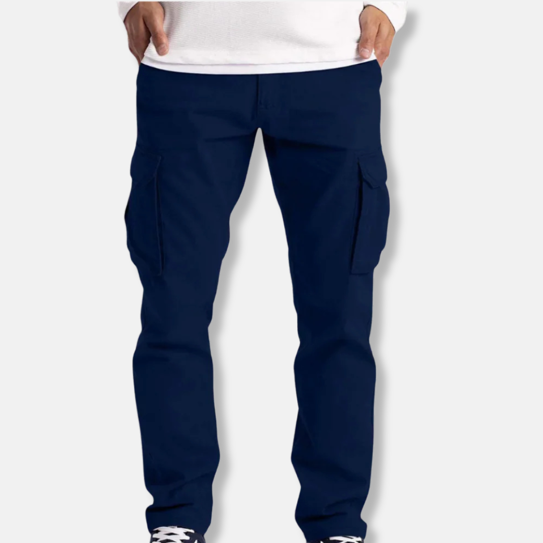 Cotton Blend Straight Fit Cargo Pocket Pants