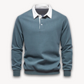 Men's Polo Sweater – Regular Fit – Long-Sleeved – Soft Knitted Natural Fiber
