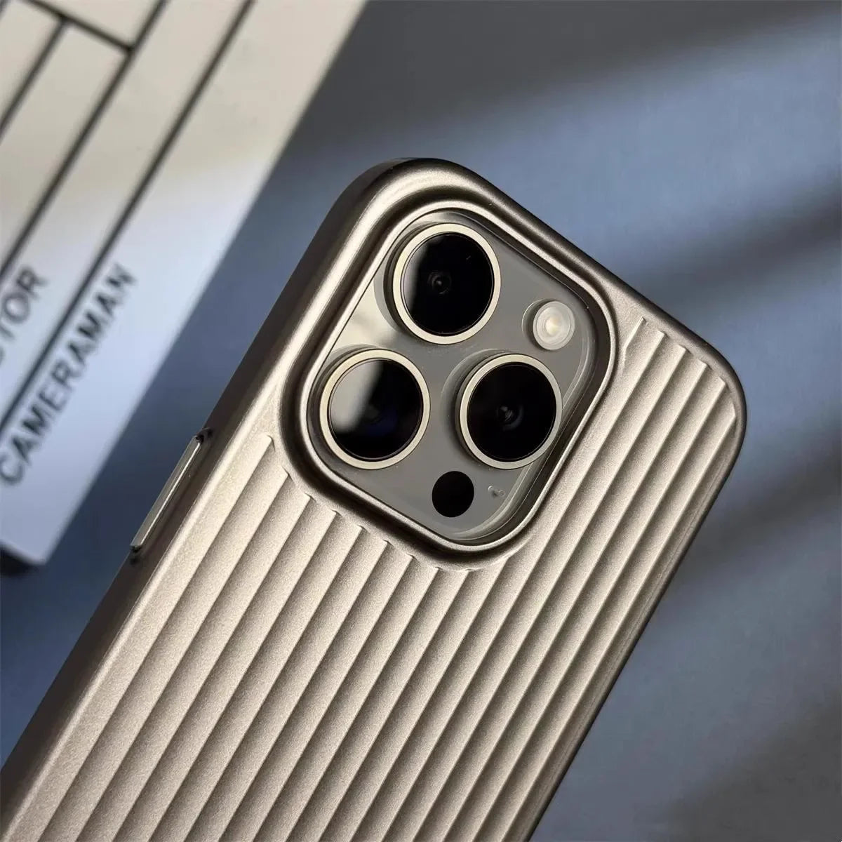 Ribbed Metallic Raised Camera Lip Phone Case