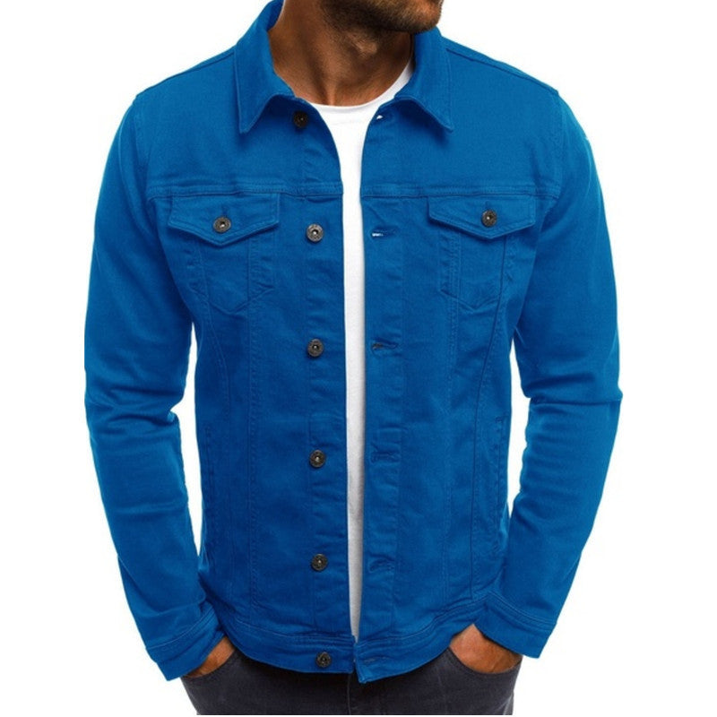 Men's Denim Jacket – Regular Fit – Button Closure – Chest Pockets – Structured Seams