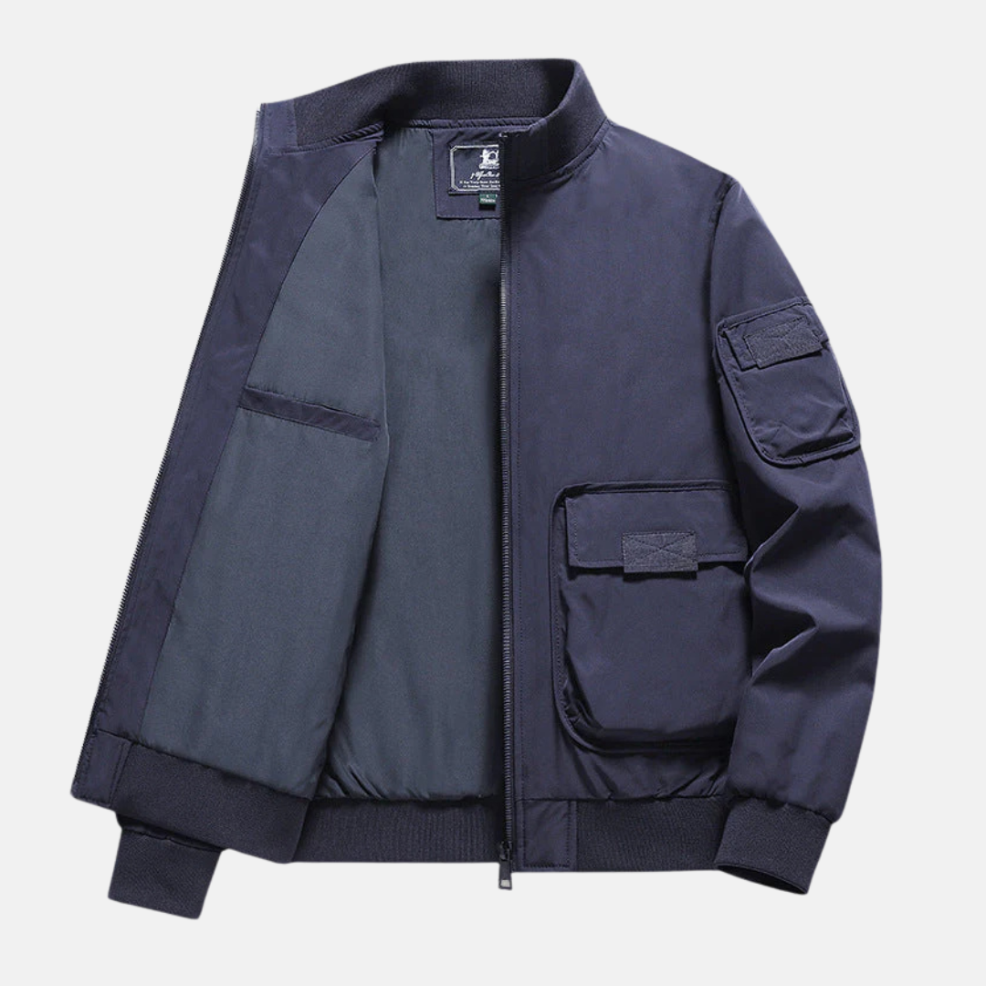 Men’s Bomber Jacket – Relaxed Fit – Wind-Resistant – Patch Pockets – Full Zip