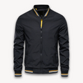 Men's Bomber Jacket – Lightweight – Relaxed Fit – Ribbed Edges with Stripes – Zipper