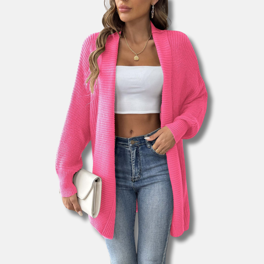 Acrylic Knit Longline Shawl Collar Cardigan