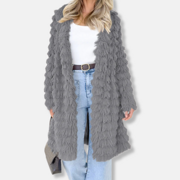 Shaggy Texture Relaxed Fit Longline Cardigan