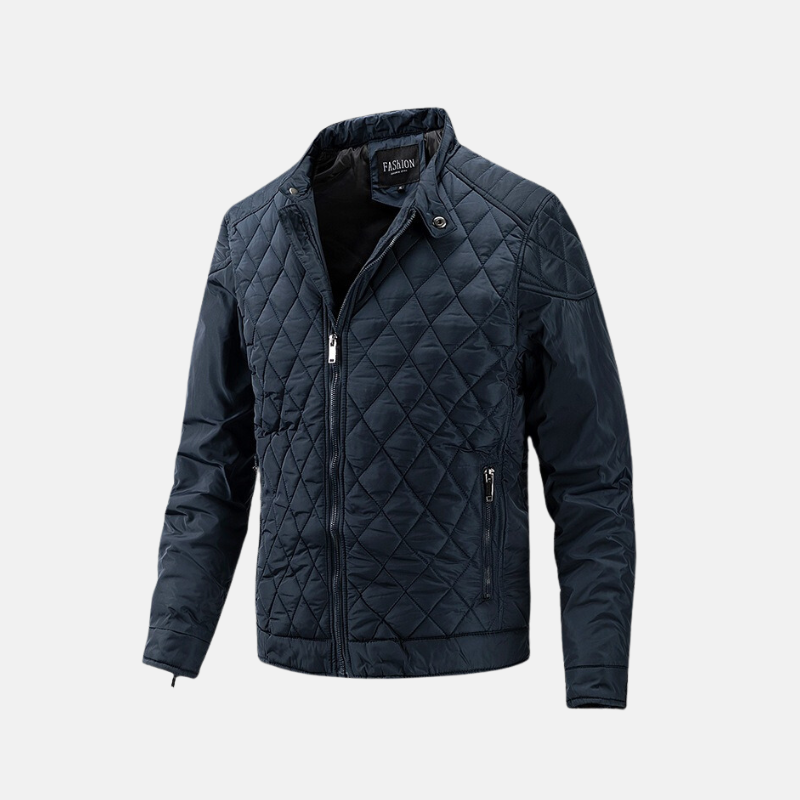Woven Blend Slim Fit Diamond Quilted Jacket