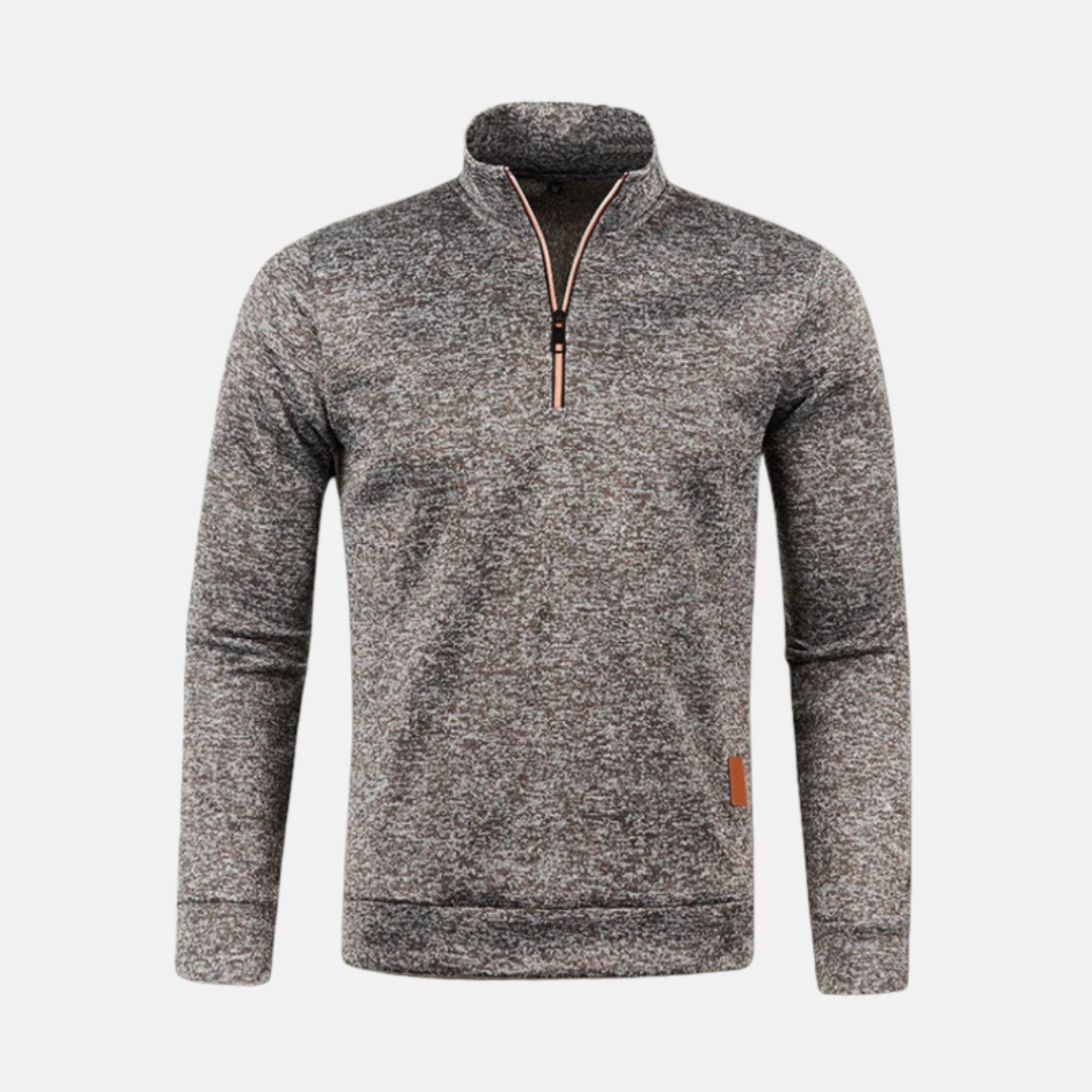 Micro-Textured Knit Quarter-Zip Sweatshirt