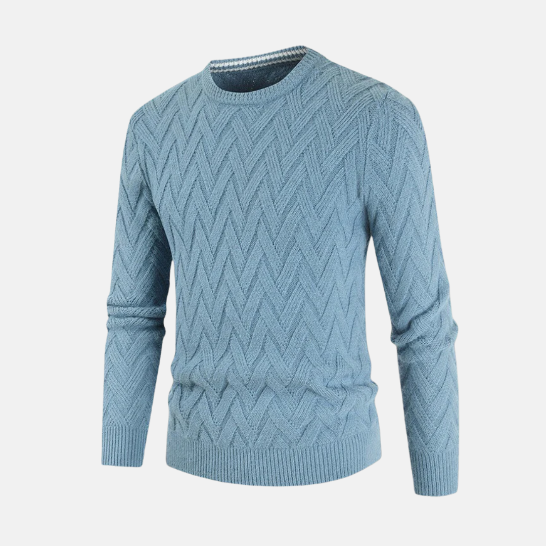 Wool Chevron Knit Crew Neck Sweater