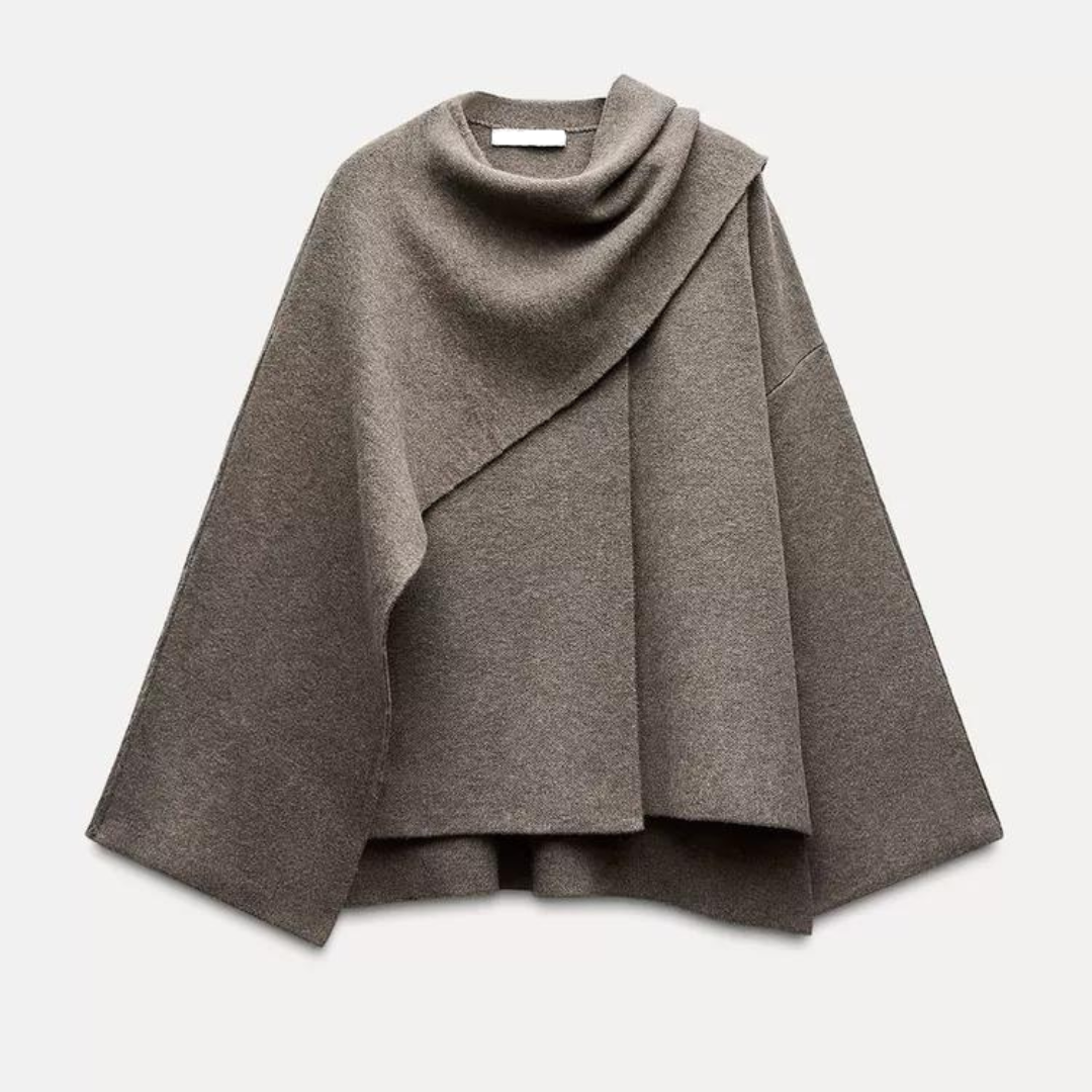 Women's Poncho - Soft Wool - Elegant Asymmetric Design - Versatile Warm Shoulder Cape