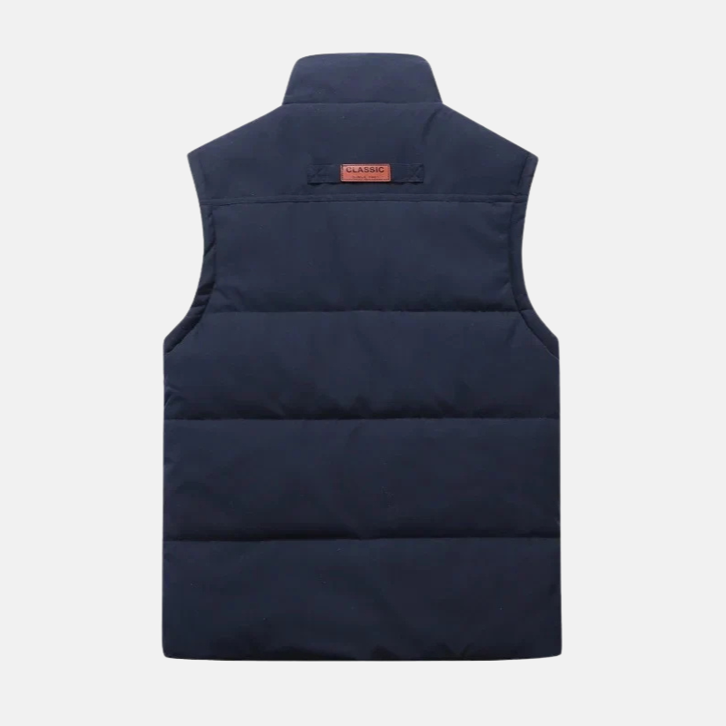 Woven Blend Quilted Stand-Up Collar Vest