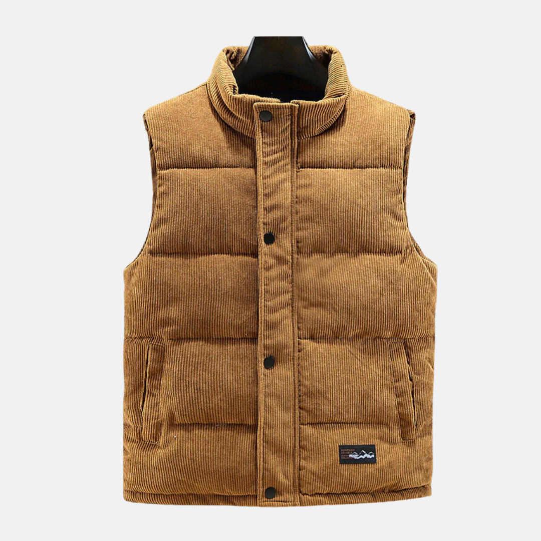 Quilted Corduroy Stand Collar Vest