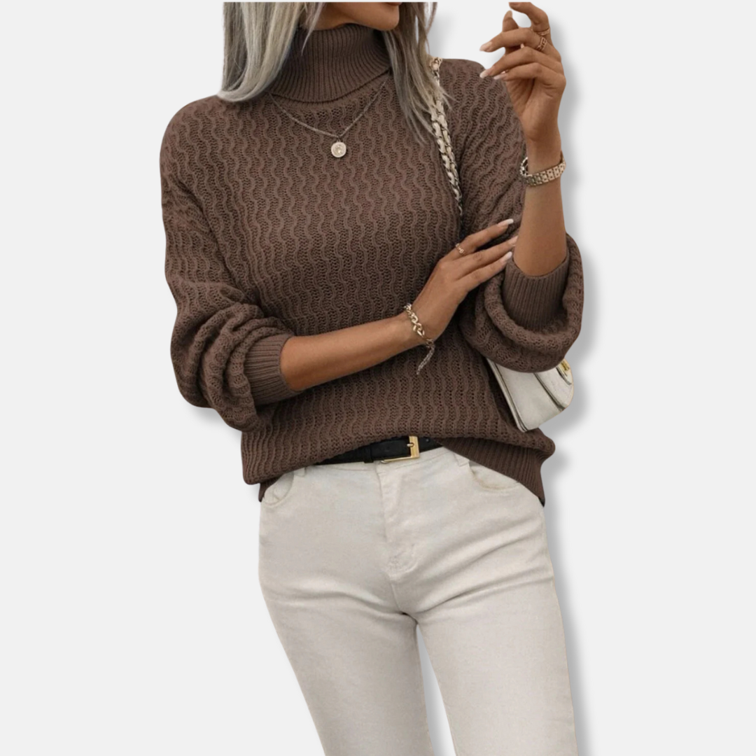 Knit Turtleneck Balloon Sleeve Sweater