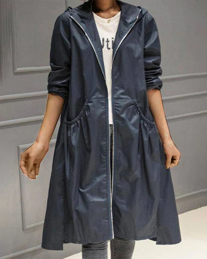 Women's Long Hoodie - Relaxed Fit - With Zipper and Front Pockets