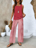 Women's Set – Sleeveless Blouse & Wide-Leg Pants – Light & Airy Design