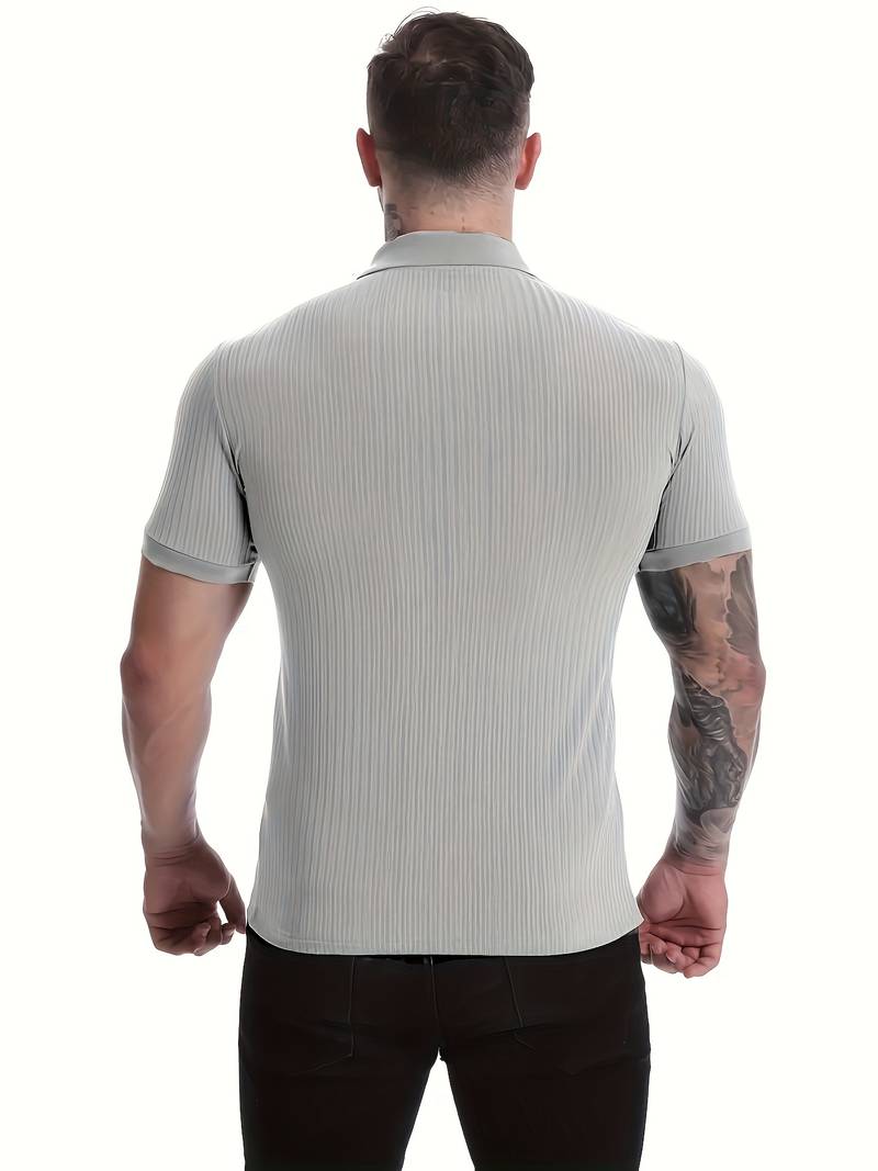 Men's Polo Shirt - Ribbed Knit - Slim Fit - Short-Sleeved - Stylish & Comfortable