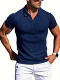 Men's Polo Shirt - Ribbed Knit - Slim Fit - Short-Sleeved - Stylish & Comfortable