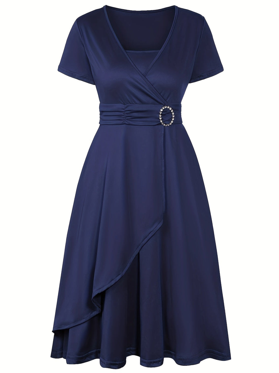 V-Neck Short Sleeve Wrap Dress