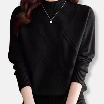 Knit Blend Mock Neck Geometric Sweatshirt
