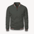 Men's Bomber Jacket – Lightweight – Relaxed Fit – Ribbed Edges with Stripes – Zipper
