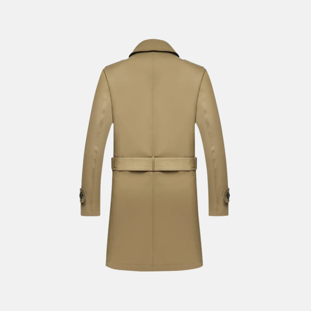 Slim Fit Double-Breasted Detachable Belt Trench Coat
