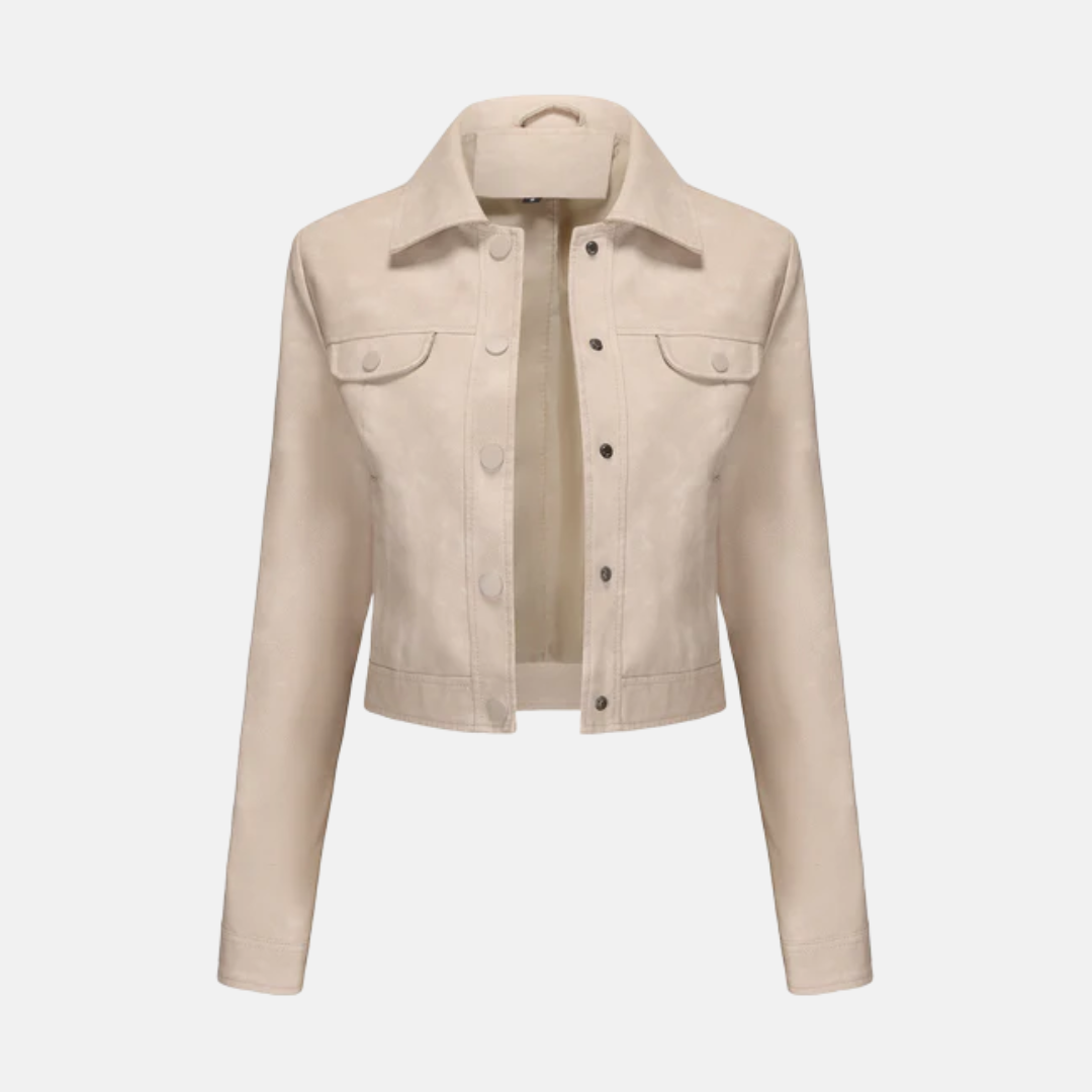 Structured Woven Texture Cropped Jacket