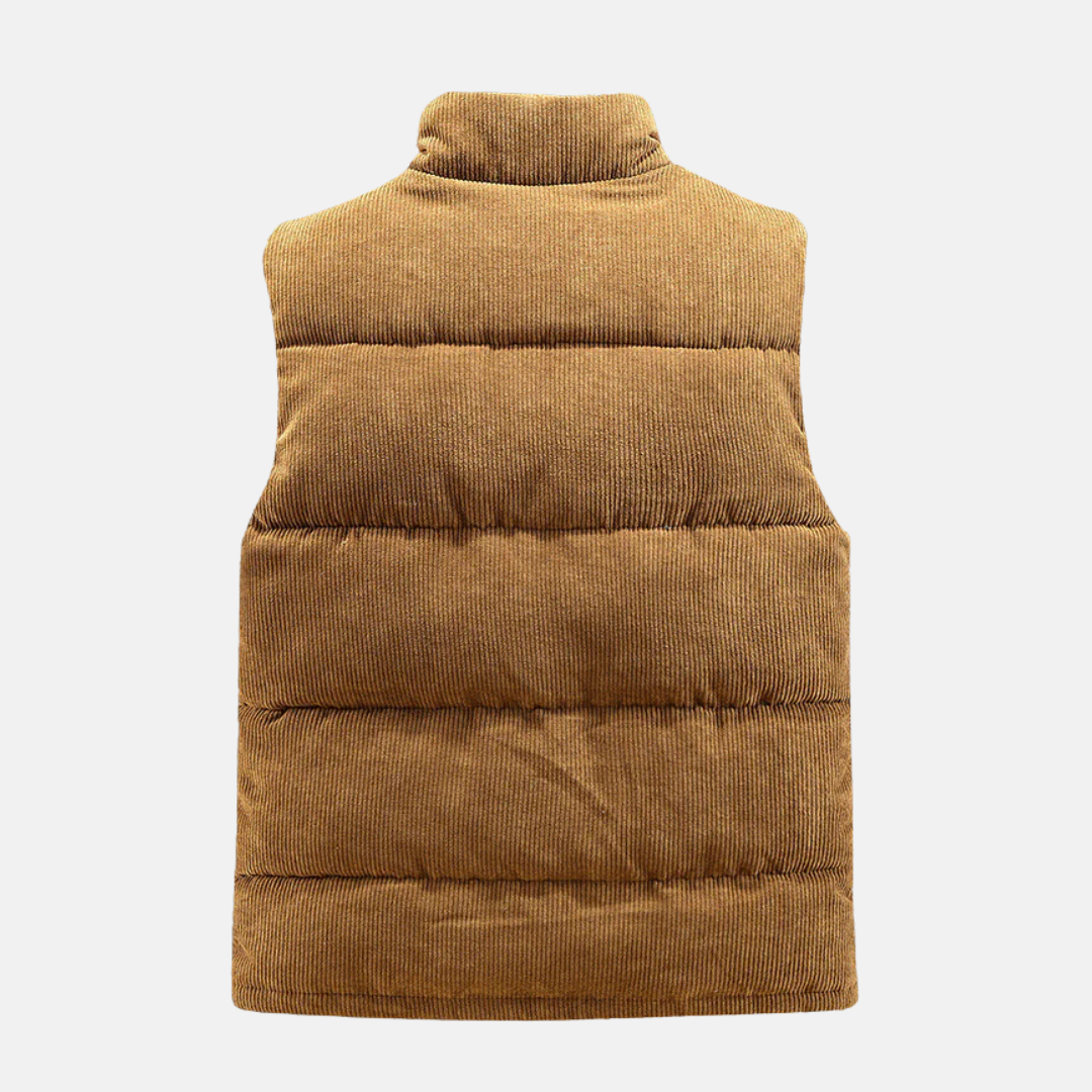 Quilted Corduroy Stand Collar Vest