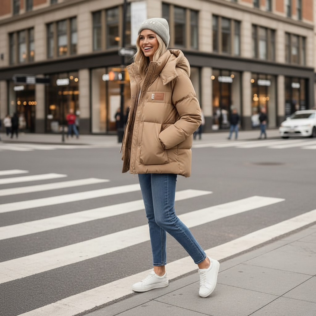 Oversized Detachable Hood Quilted Jacket