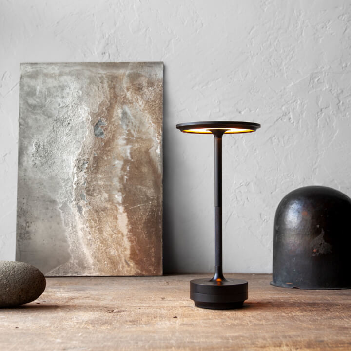Brushed Brass And Wood Weighted Table Lamp
