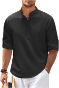 Men's Shirt – Relaxed Fit – Band Collar – Light Cotton – Button Cuffs