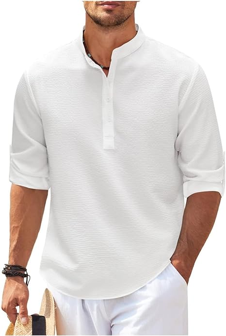 Light Cotton Relaxed Band Collar Shirt