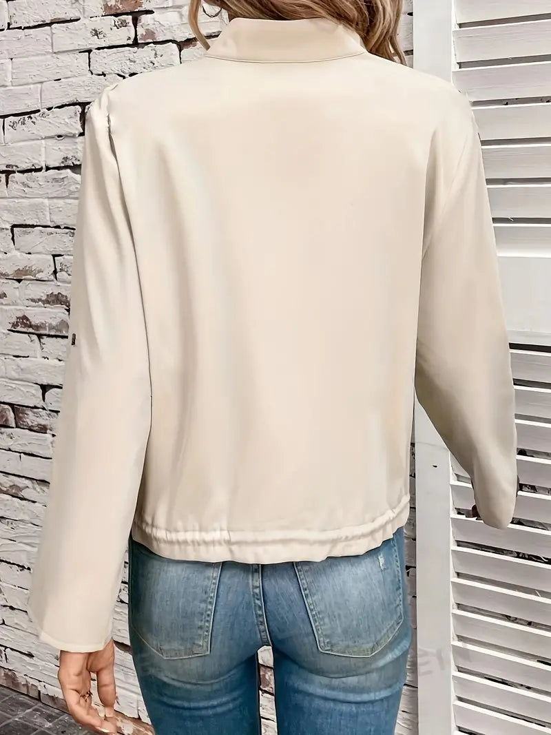 Tailored Faux Leather Drawstring Hem Jacket