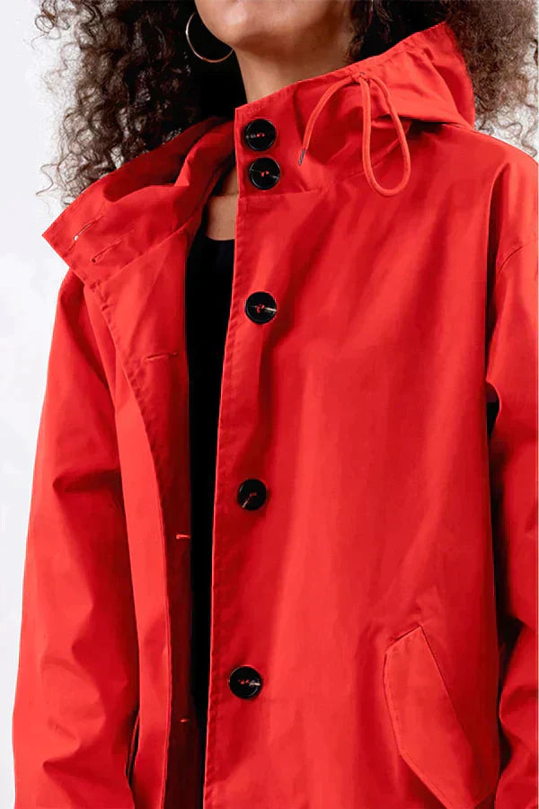Water-Repellent Lightweight Hooded Rain Jacket